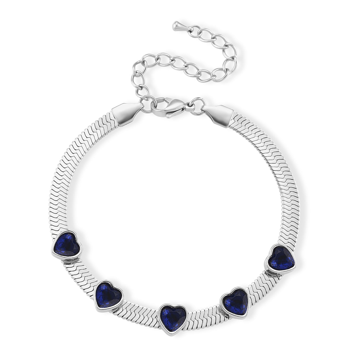 Blue Austrian Crystal Bracelet in Stainless Steel (7.50-9.0In)