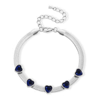 Blue Austrian Crystal Bracelet in Stainless Steel (7.50-9.0In)