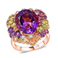 GP Rose De France Amethyst, Multi Gemstones 12.90 ctw Ring in 18K Vermeil Rose Gold Over Sterling Silver (Size 10.0) - Sticky add to cart bar