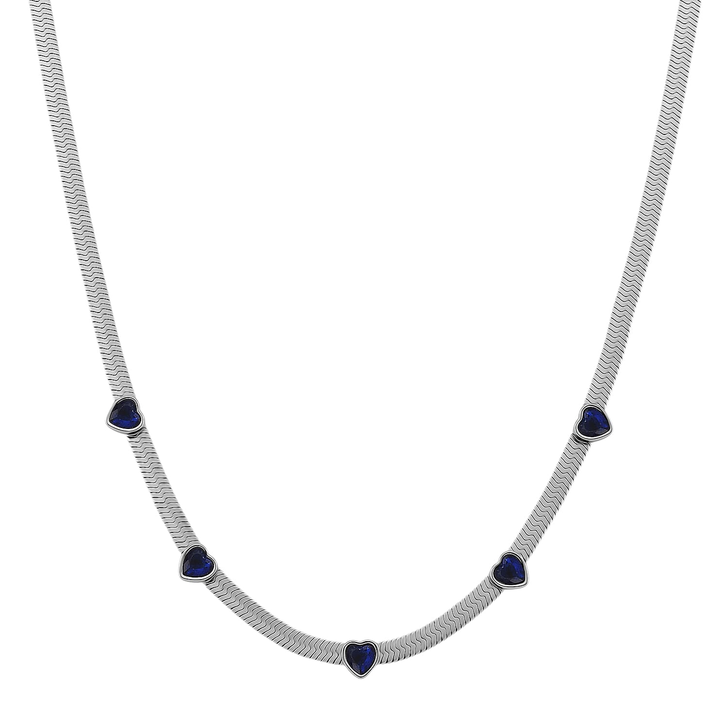 Blue Austrian Crystal Necklace in Stainless Steel 20-22 Inches