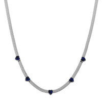 Blue Austrian Crystal Necklace in Stainless Steel 20-22 Inches