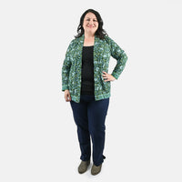 Isaac Mizrahi Green Multi Printed Knit Cardigan - 1X