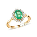 Certified & Appraised Luxoro AAA Kagem Zambian Emerald and G-H I2 Diamond 1.50 ctw Ring in 14K Yellow Gold - Sticky add to cart bar
