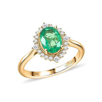 Certified & Appraised Luxoro AAA Kagem Zambian Emerald and G-H I2 Diamond 1.50 ctw Ring in 14K Yellow Gold
