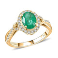 Luxoro AAA Kagem Zambian Emerald and G-H I2 Diamond Ring in 14K Yellow Gold (Size 10.0) 1.50 ctw - Sticky add to cart bar