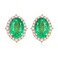 Certified & Appraised Luxoro AAA Kagem Zambian Emerald and G-H I2 Diamond 1.75 ctw Earrings in 14K Yellow Gold (Size 8.0) - Sticky add to cart bar