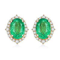 Certified & Appraised Luxoro AAA Kagem Zambian Emerald and G-H I2 Diamond 1.75 ctw Earrings in 14K Yellow Gold (Size 8.0)