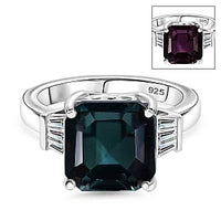 Alexandrite Triplet Quartz and White Topaz 5.05 ctw Ring in Rhodium Over Sterling Silver (Size 11.5)