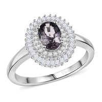 Premium Tanzanian Lavender Spinel, Diamond Ring in Rhodium Over Sterling Silver (Size 10.0) 1.20 ctw