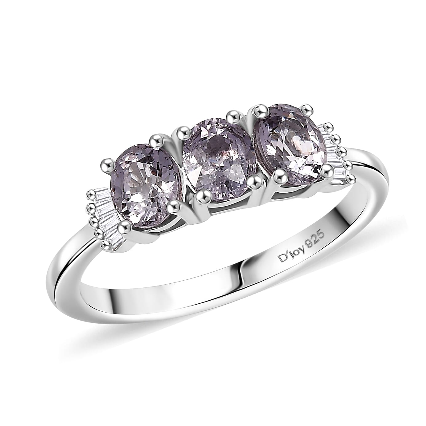 Tanzanian Lavender Spinel, Diamond Ring in Rhodium Over Sterling Silver (Size 10.0) 1.30 ctw