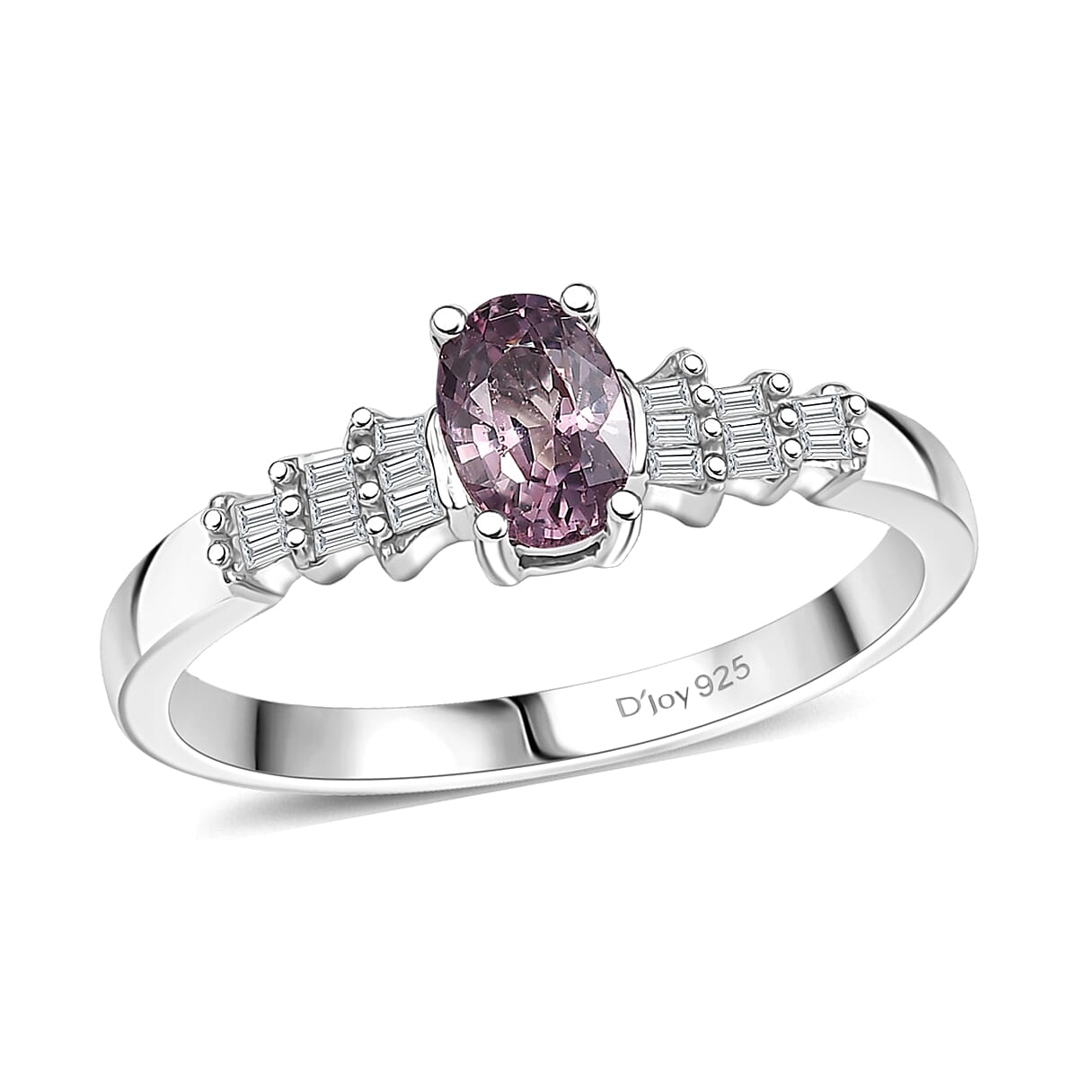 Tanzanian Lavender Spinel and Diamond 0.65 ctw Ring in Rhodium Over Sterling Silver
