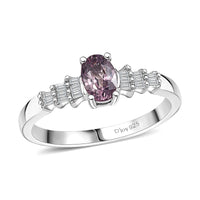 Tanzanian Lavender Spinel and Diamond 0.65 ctw Ring in Rhodium Over Sterling Silver