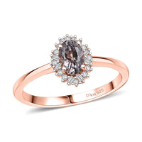 Tanzanian Lavender Spinel and Diamond 0.65 ctw Ring in 18K Vermeil Rose Gold Over Sterling Silver