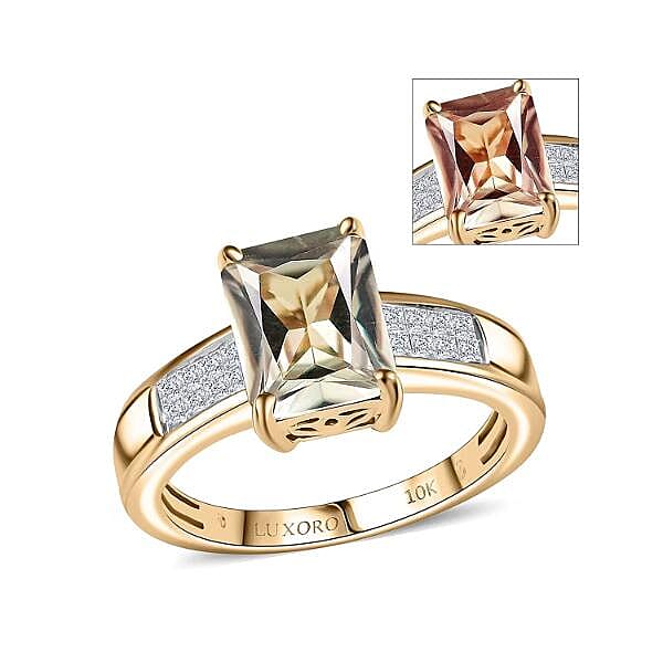 Luxoro 10K Yellow Gold AAA Turkizite, Diamond (I2) (0.23 cts) Ring (Size 10.0) 2.90 ctw