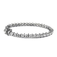 Simulated Diamond Bracelet in Silvertone 7.50 Inches 1.00 ctw