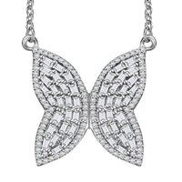 GP Diamond 1.00 ctw Butterfly Necklace in Rhodium Over Sterling Silver 18 Inches (Del. In 12-15 Days)
