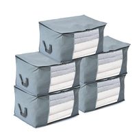 Set of 5 Dark Grey Non-Woven Fabric Storage Bag with Clear Window