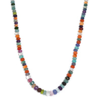 Multi Gemstones 125.00 ctw Necklace in Rhodium Over Sterling Silver 18 Inches