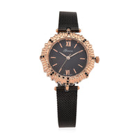Genoa Purple Austrian Crystal Japanese Movement Watch with ION Plated Purple Stainless Steel Mesh Strap