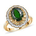 Chrome Diopside and Multi Gemstone 3.40 ctw Ring in 18K Vermeil Yellow Gold Over Sterling Silver (Size 10.0) - Sticky add to cart bar