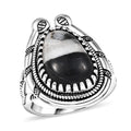 Artisan Crafted White Buffalo 6.00 ctw Ring in Black Oxidized Sterling Silver (Size 10.0) - Sticky add to cart bar