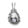 D'Joy Artisan Crafted White Buffalo 5.80 ctw Howdy Pendant without Chain in Black Oxidized Sterling Silver - Sticky add to cart bar
