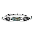 D'Joy Artisan Crafted Blue Moon Turquoise and White Buffalo 19.40 ctw Toggle Clasp Bracelet in Black Oxidized Sterling Silver (6.50-8.0In) - Sticky add to cart bar