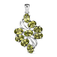 Peridot Pendant in Rhodium Over Sterling Silver 4.48 ctw