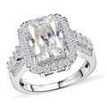 Radiant Cut Moissanite (Oct 11x8mm) Ring in Rhodium Over Sterling Silver (Size 10.0) 4.90 ctw - Sticky add to cart bar