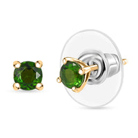 Chrome Diopside 0.50 ctw Solitaire Stud Earrings in 18K Vermeil Yellow Gold Over Sterling Silver