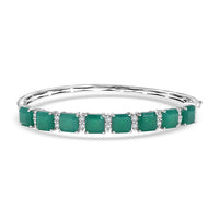 Karis Verde Onyx and White Zircon 15.50 ctw Bangle Bracelet in Platinum Bond (7.25 In)