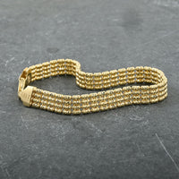 14K YG Over Sterling Silver Multi Beaded Chain Bracelet (7.50 In) (11 g)