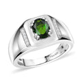 Chrome Diopside, Moissanite Ring in Rhodium Over Sterling Silver (Size 10.0) 1.30 ctw - Sticky add to cart bar