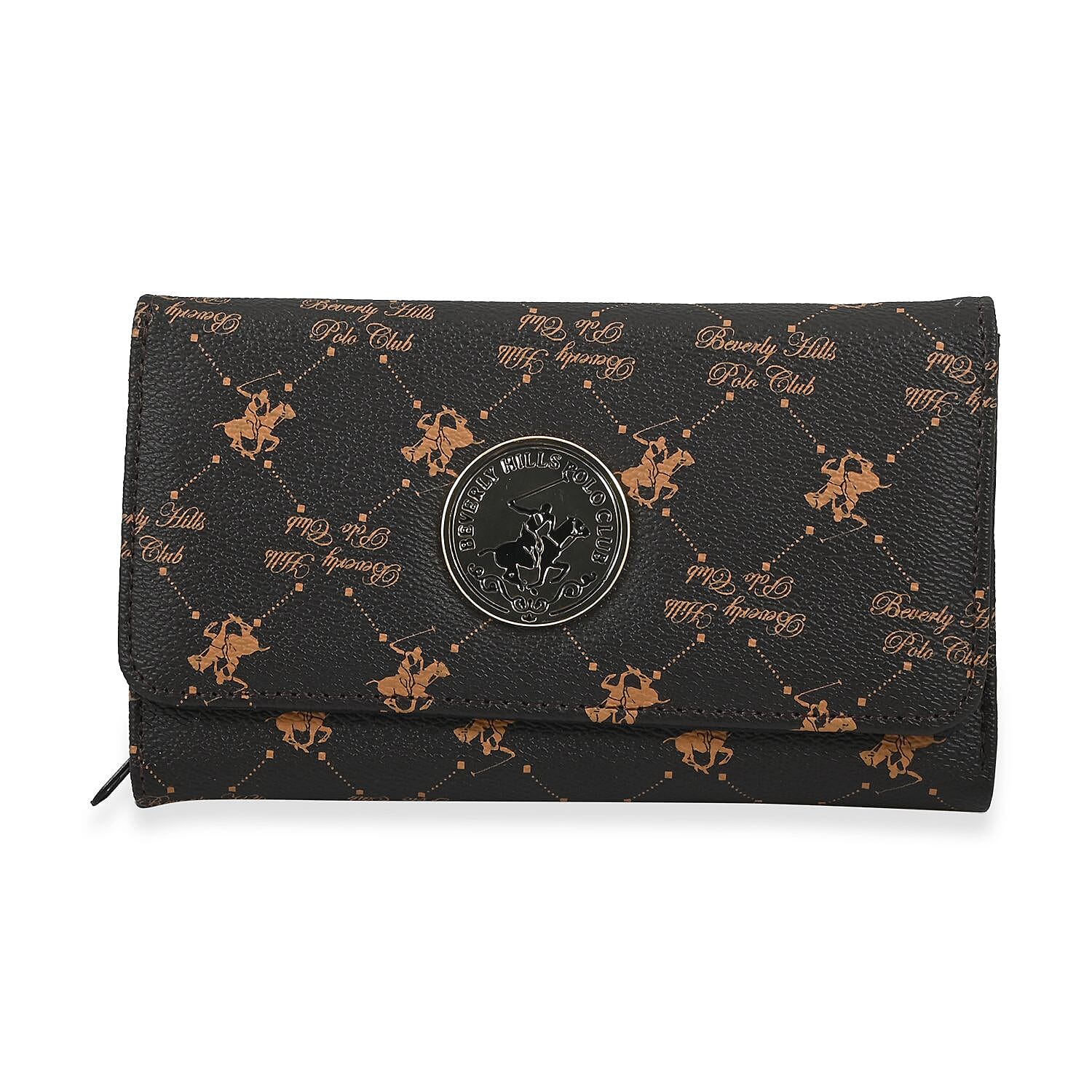 Beverly Hills Polo Club Black Vegan Leather Wallet (7"x4"x1")