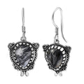 D'Joy Artisan Crafted White Buffalo 7.75 ctw Native American and Southwestern Earrings in Black Oxidized Sterling Silver - Sticky add to cart bar