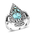 Artisan Crafted Blue Moon Turquoise 2.65 ctw Fancy Ring in Black Oxidized Sterling Silver (Size 10.0) - Sticky add to cart bar