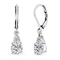 D'Joy Lab Created White Sapphire 2.30 ctw Lever Back Earrings in Sterling Silver and Stainless Steel - Sticky add to cart bar