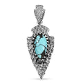 D'Joy Artisan Crafted Blue Moon Turquoise 2.90 ctw Arrowhead Pendant without Chain in Black Oxidized Sterling Silver - Sticky add to cart bar