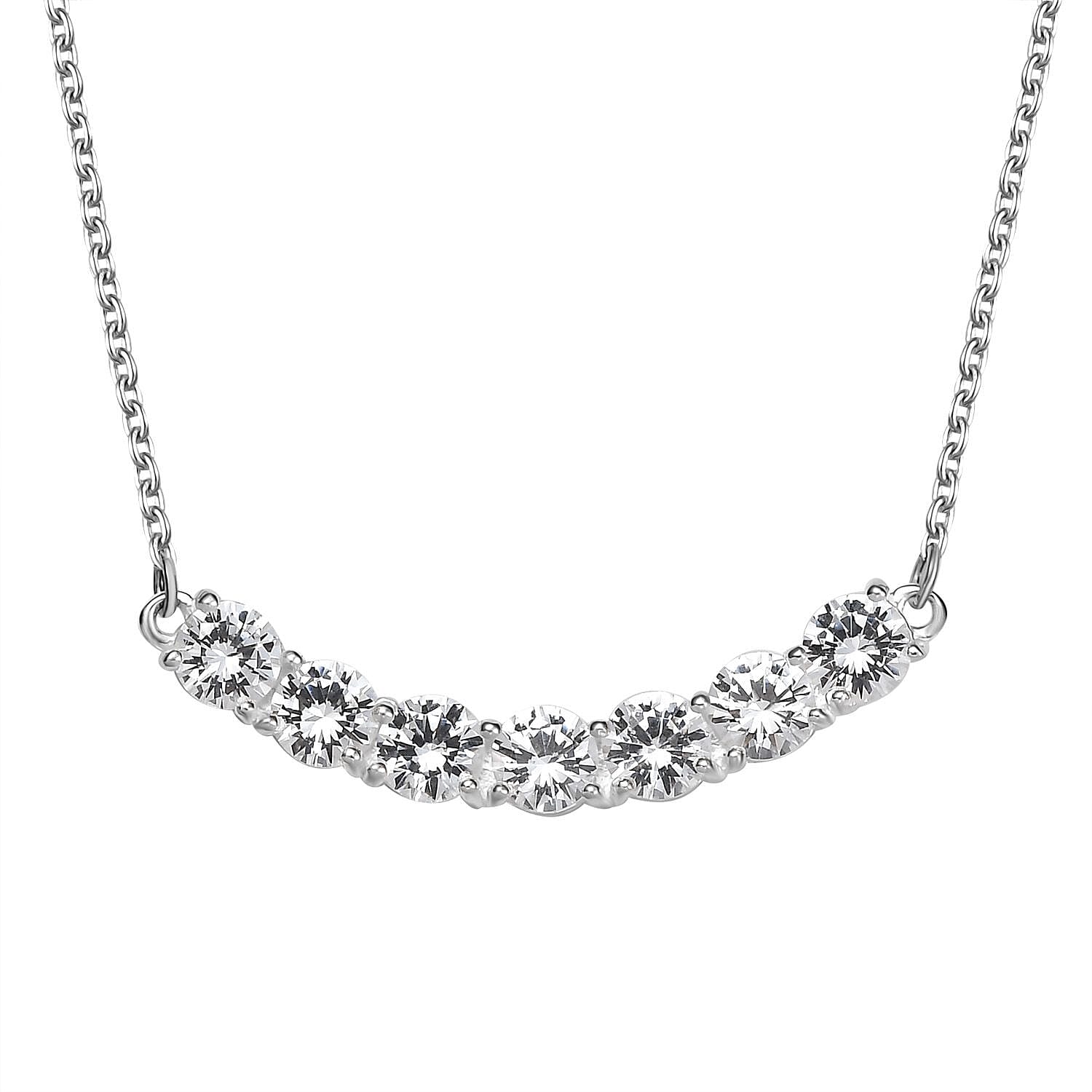 D'Joy Lab Created White Sapphire 4.20 ctw Fancy Necklace in Sterling Silver 18-20 Inches