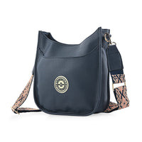 Aeropostale Navy Faux Leather Crossbody Bag with Beige Adjustable Shoulder Strap