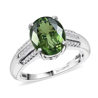 Luxoro 10K White Gold Premium Malagasy Pine Apatite, White Diamond (I2) (0.23 cts) Ring (Size 10.0) 3.75 ctw