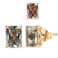Luxoro Radiant Cut AAA Turkizite 3.90 ctw Art Deco Earrings in 10K Yellow Gold
