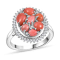 Karis Oregon Peach Opal, White Zircon Ring in Platinum Bond (Size 10.0) 1.85 ctw - Sticky add to cart bar