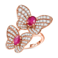 GP Premium Niassa Ruby and White Zircon 4.20 ctw Ring in 18K Vermeil Rose Gold Over Sterling Silver