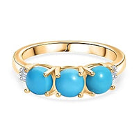Sleeping Beauty Turquoise and Diamond 1.47 ctw Fancy Ring in 14K YG Plated Sterling Silver (Size 8.0)