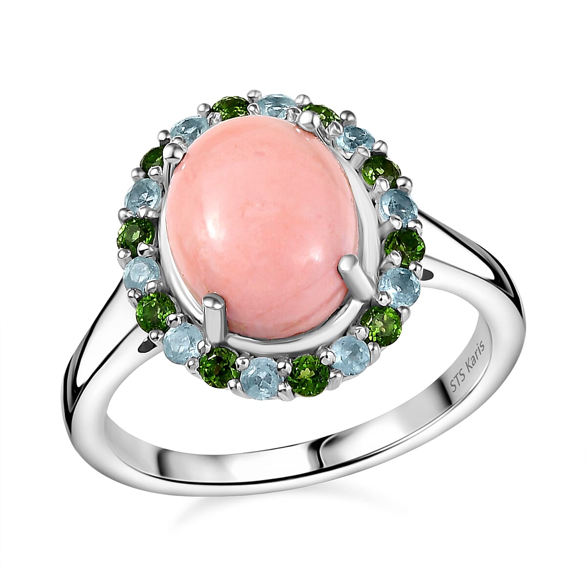 Karis Oregon Peach Opal, Multi Gemstone Ring in Platinum Bond (Size 10.0) 2.35 ctw