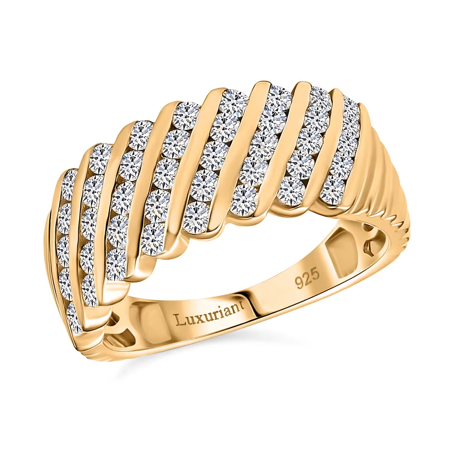 Luxuriant Lab Grown Diamond (G-H, SI) Ring in 18K Vermeil YG Over Sterling Silver (Size 10.0) 1.00 ctw