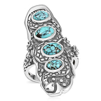 D'Joy Artisan Crafted Blue Moon Turquoise Ring in Black Oxidized Sterling Silver (Size 10.0) 2.80 ctw