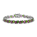 Chrome Diopside, Orissa Rhodolite Garnet Bracelet in Rhodium Over Sterling Silver (7.25 In) 19.90 ctw - Sticky add to cart bar