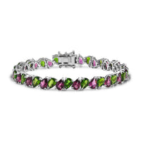 Chrome Diopside, Orissa Rhodolite Garnet Bracelet in Rhodium Over Sterling Silver (7.25 In) 19.90 ctw